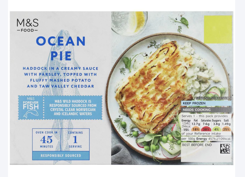 M & S Fishermans Pie issue