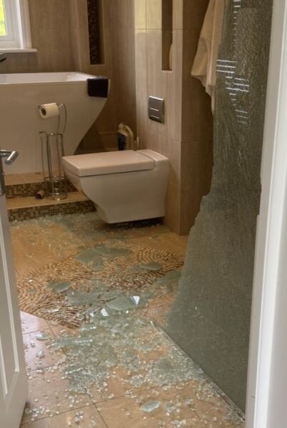 £1670 for exploding shower door at pool- please help