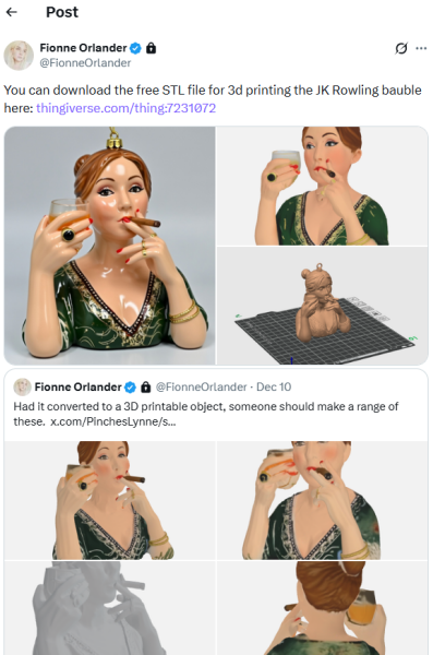 Happy Terfmas - JKR 3D printable Xmas Bauble