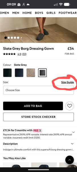 Just a quick but slightly urgent one please, sizing in Next on-line?