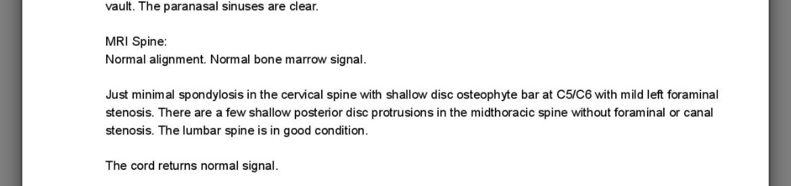 MRI results