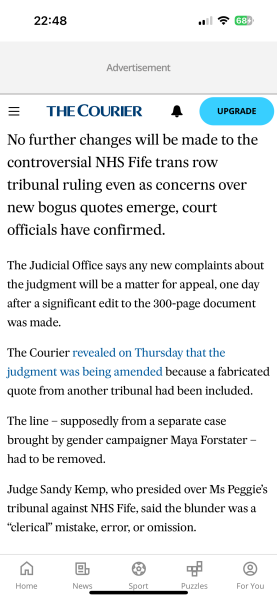 Sandie Peggie vs NHS Fife Health Board and Dr Beth Upton, following Employment Tribunal judgment - thread #59