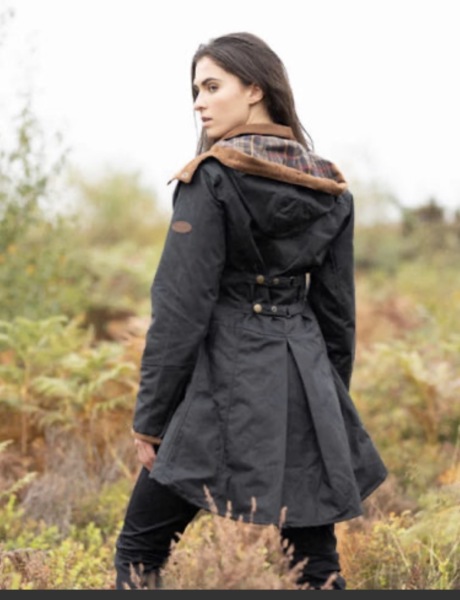 Fit and flare coat in a Barbour type material?