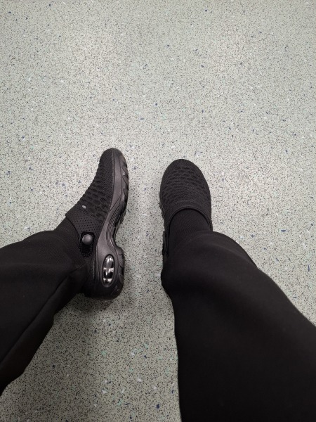 Oh god just looked down - whats on your feet, does it show your age??