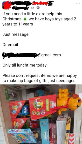 MIL gave children gifts from a homeless charity for christmas!