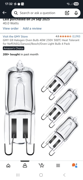 New Bosch oven light gone