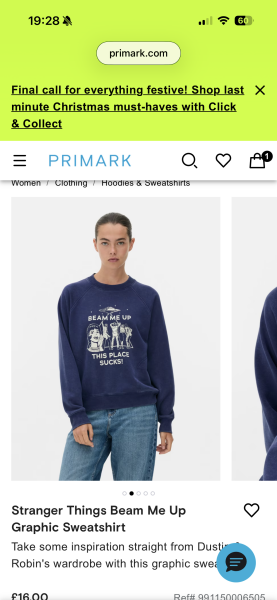 Stranger things sweatshirt primark