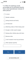 Toys and Play survey issues