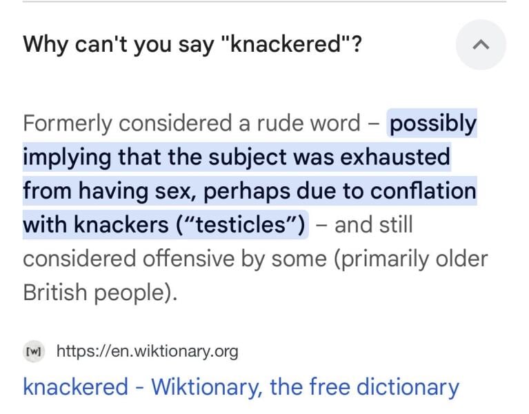 Do you class knackered as swearing?