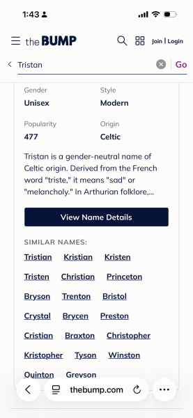 Names like Reuben, Dylan and Tristan
