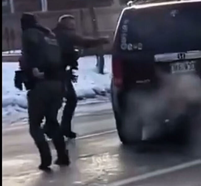 ICE agent shoots woman in the face.