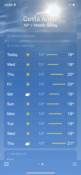 Is it really only 9 degrees in Tenerife today?