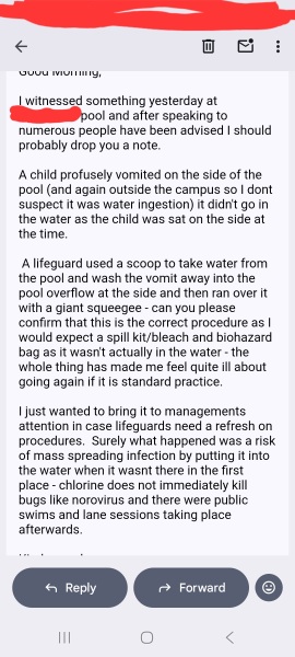 Vomit and swimming pool
