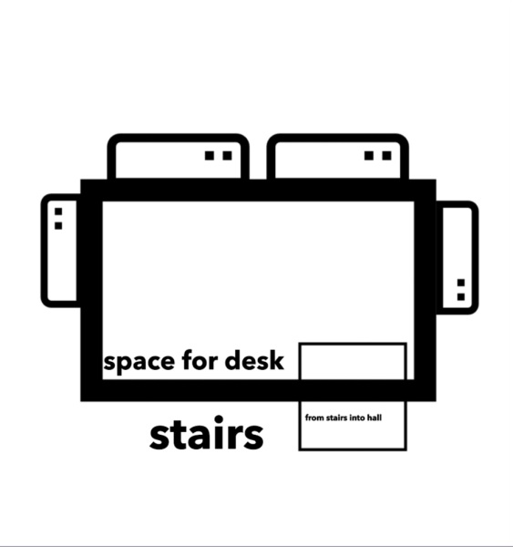 Ideas for safely setting up a home study in our upstairs hall beside stairs bannister with toddlers