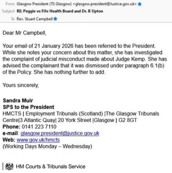 Sandie Peggie vs NHS Fife Health Board and Dr Beth Upton, following Employment Tribunal judgment - thread #61