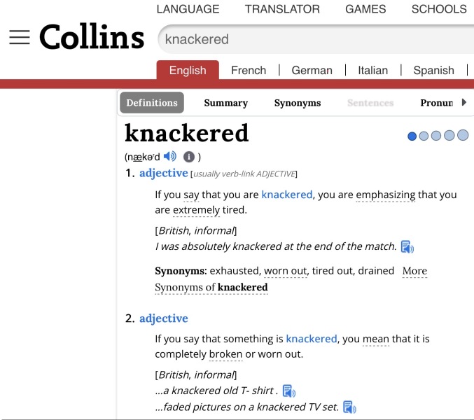 Do you class knackered as swearing?