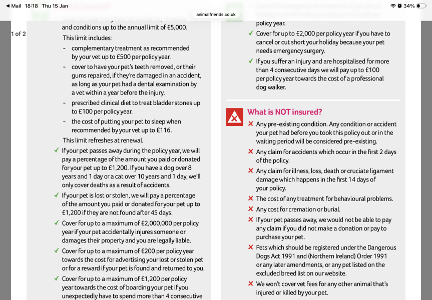 Pet insurance, check the small print