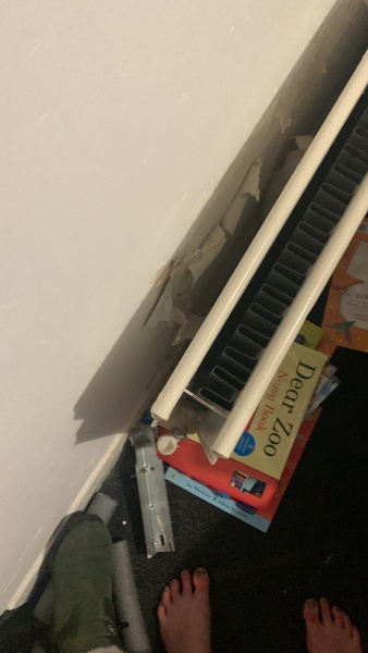 URGENT HELP- Radiator fell off wall and carpet wet underneath!!