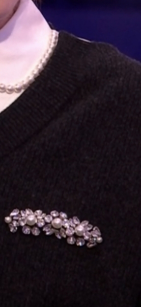 Clare Foy brooch today