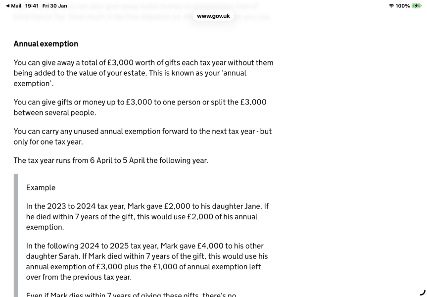 Inheritance tax - gift