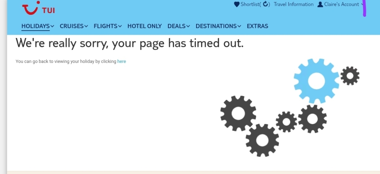 TUI website timing out error