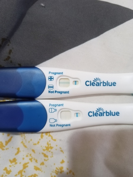 9 dpo faint positive on Clear Blue, BFN following morning