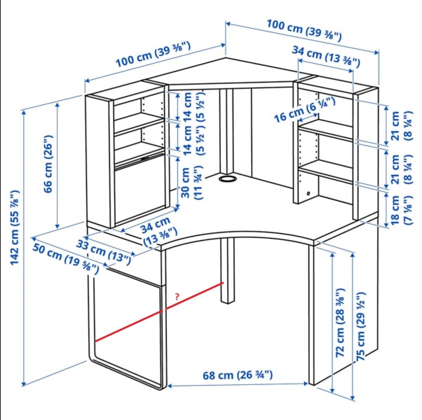 Ikea Micke corner desk measurements - can a bed fit under it?