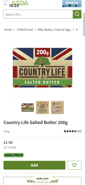 I've just found an 11 year old Asda groceries order email. The price of BUTTER!
