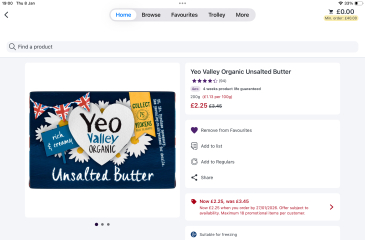 I've just found an 11 year old Asda groceries order email. The price of BUTTER!