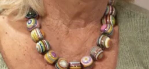 Stripey beads necklace - Fiona on Traitors