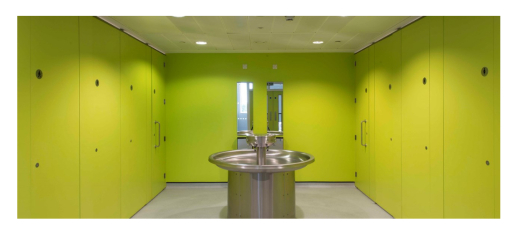 Womens toilet with cubicles in the workplace
