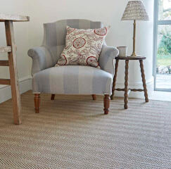 Which direction to lay herringbone faux sisal flooring?