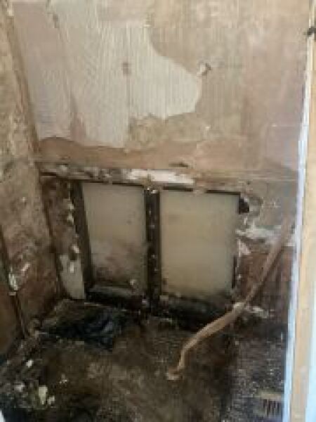 Leak from bathroom ceiling collapsed