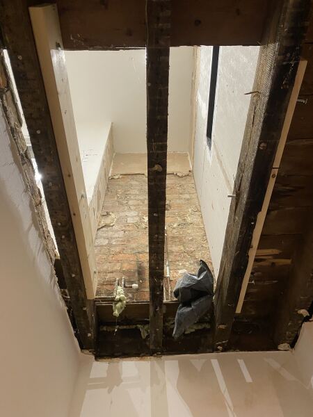 Leak from bathroom ceiling collapsed