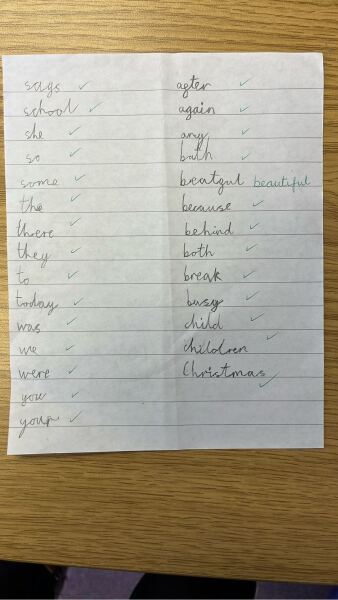 Year two writing examples