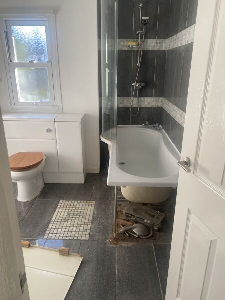 Leak from bathroom ceiling collapsed