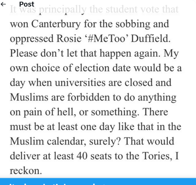 Rod Liddle in the Times