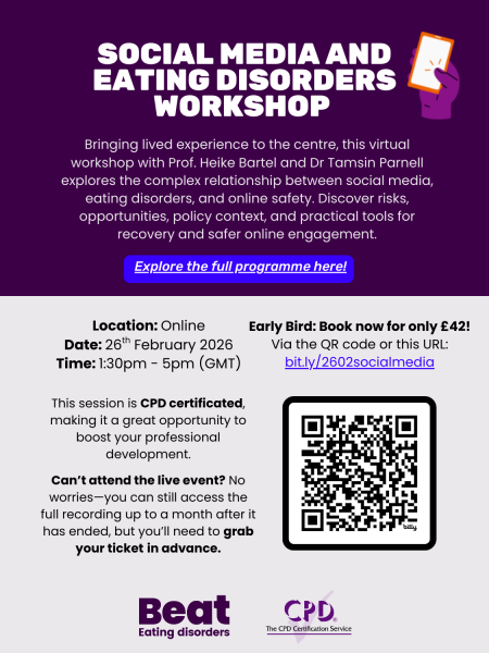 Social Media and Eating Disorders - Beat Hosting Workshop Feb 26th