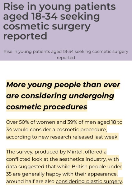 To be upset that young women feel they have to mutilate themselves like this