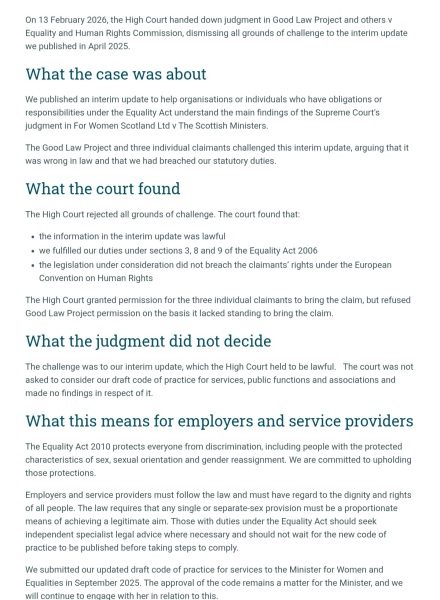 GLP v EHRC judgement - Thread 2