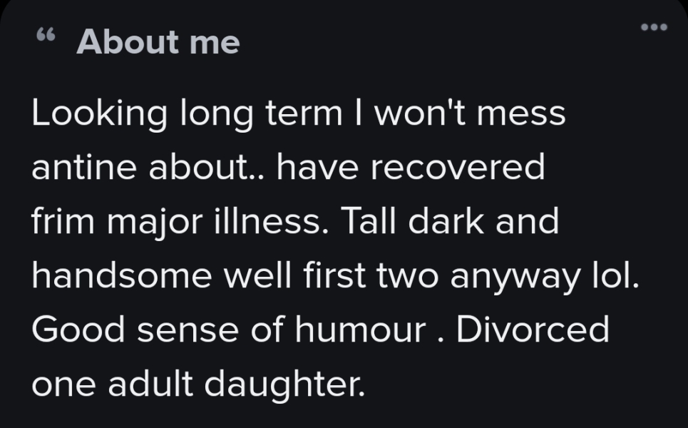 Online dating profile icks (lightheartedish)