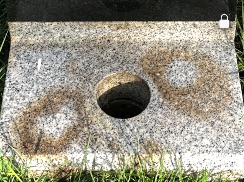 What has discoloured this granite?