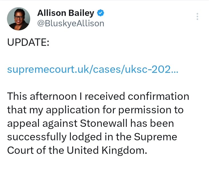 Allison Bailey v Stonewall