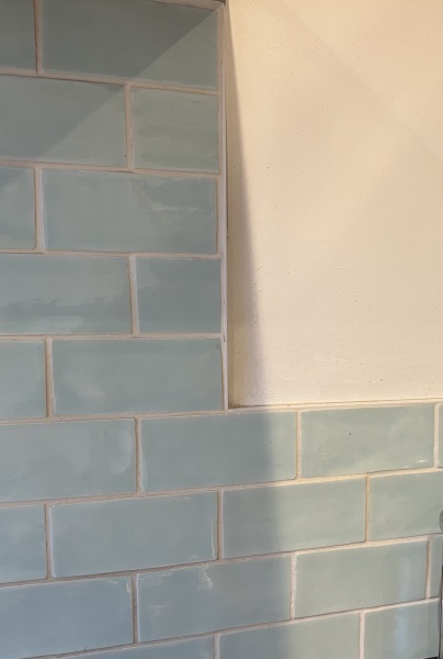 Paint colour for cold kitchen with tricky tiles