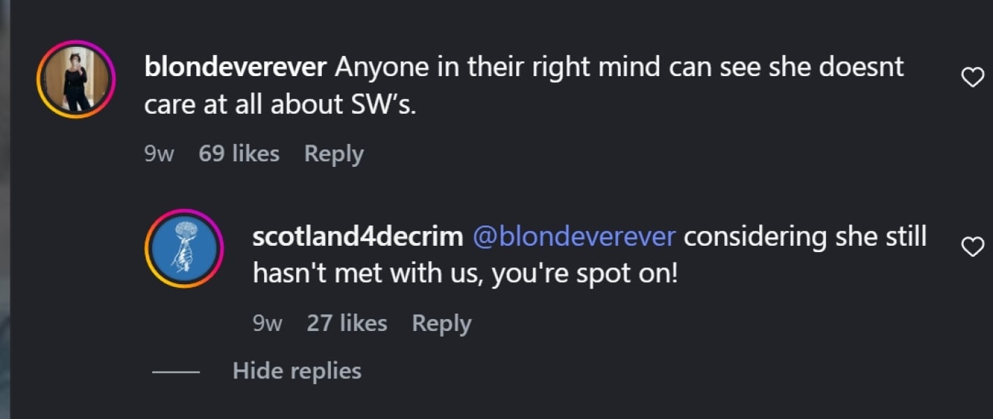 Respect to Ash Regan for today in the Scottish Parliament.