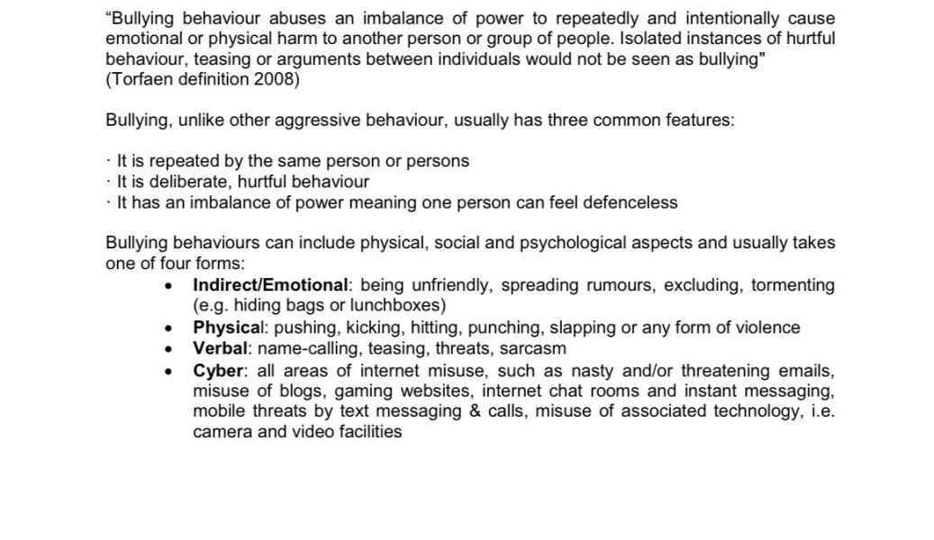 Bullying by a child with SEN