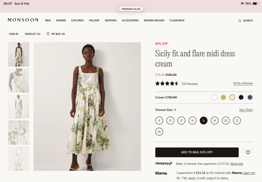 Tea dress for Italian honeymoon