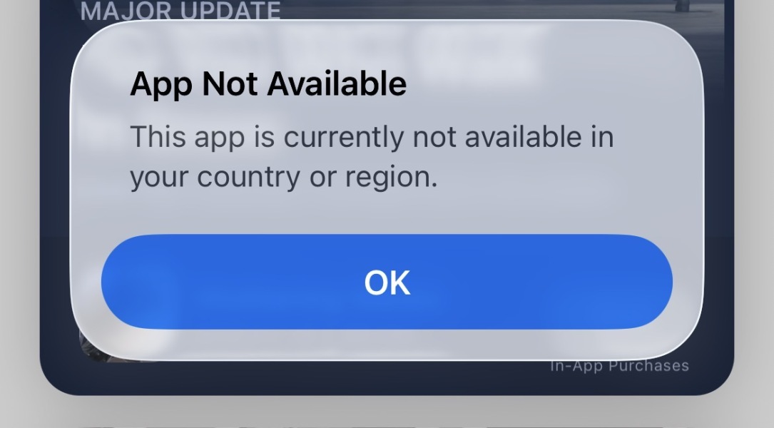 App suddenly not working outside of the UK?