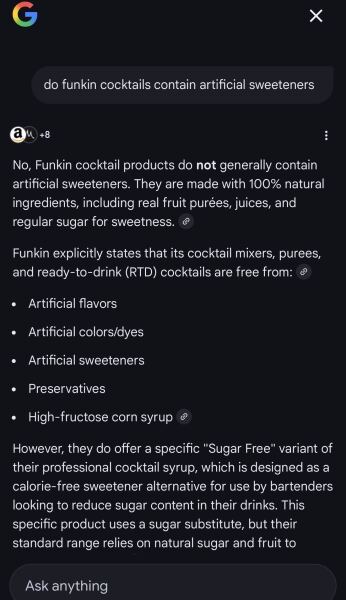 Ready made cocktails without artificial sweeteners?