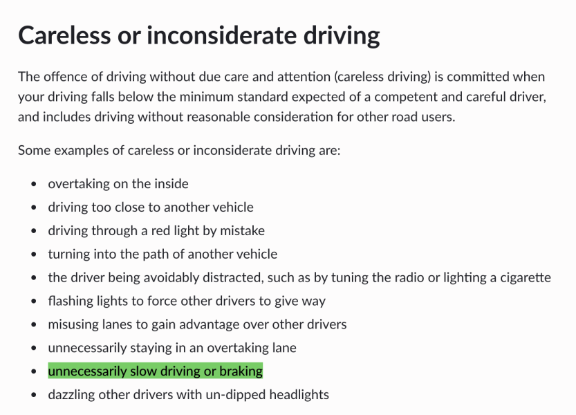 Is it okay to drive well below the speed limit on a main road?